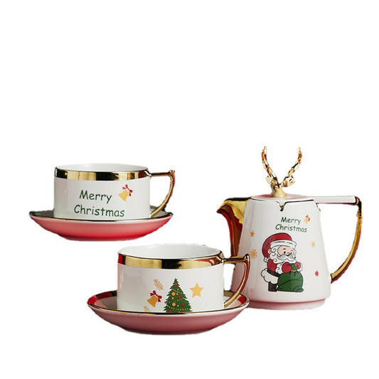 Elk Christmas Themed Ceramic Tea Set