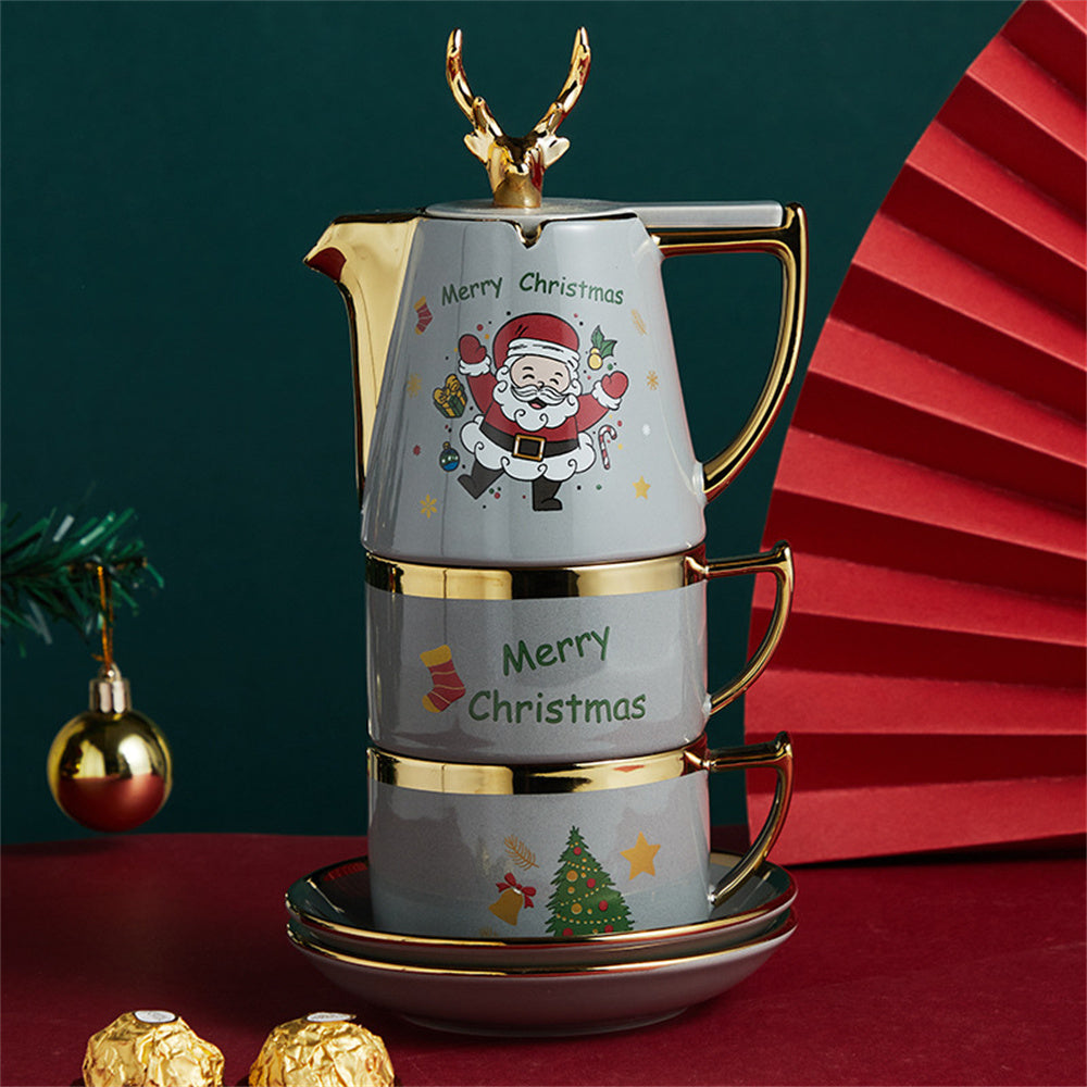 Elk Christmas Themed Ceramic Tea Set