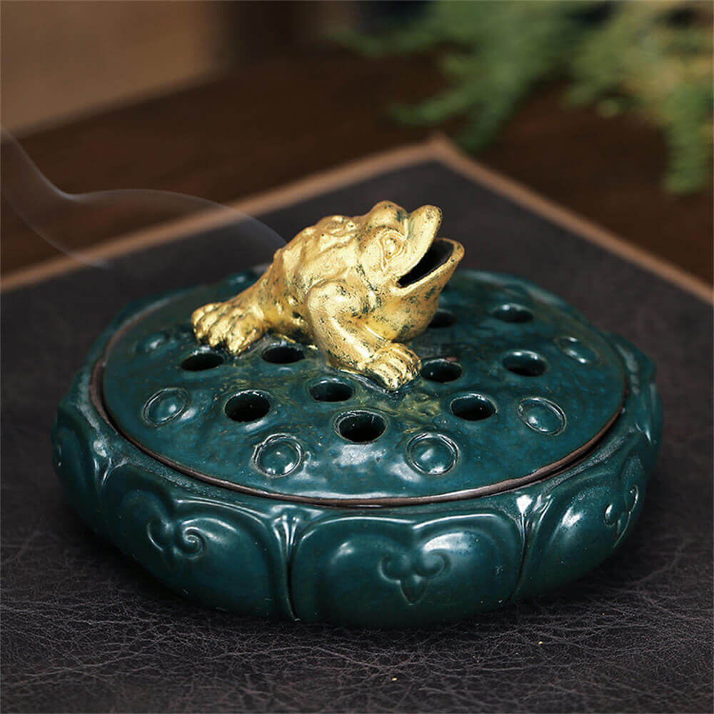 Golden Toad Incense Burner