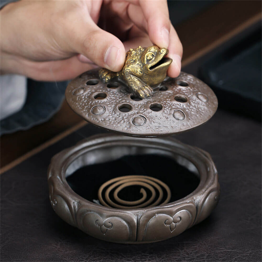 Golden Toad Incense Burner