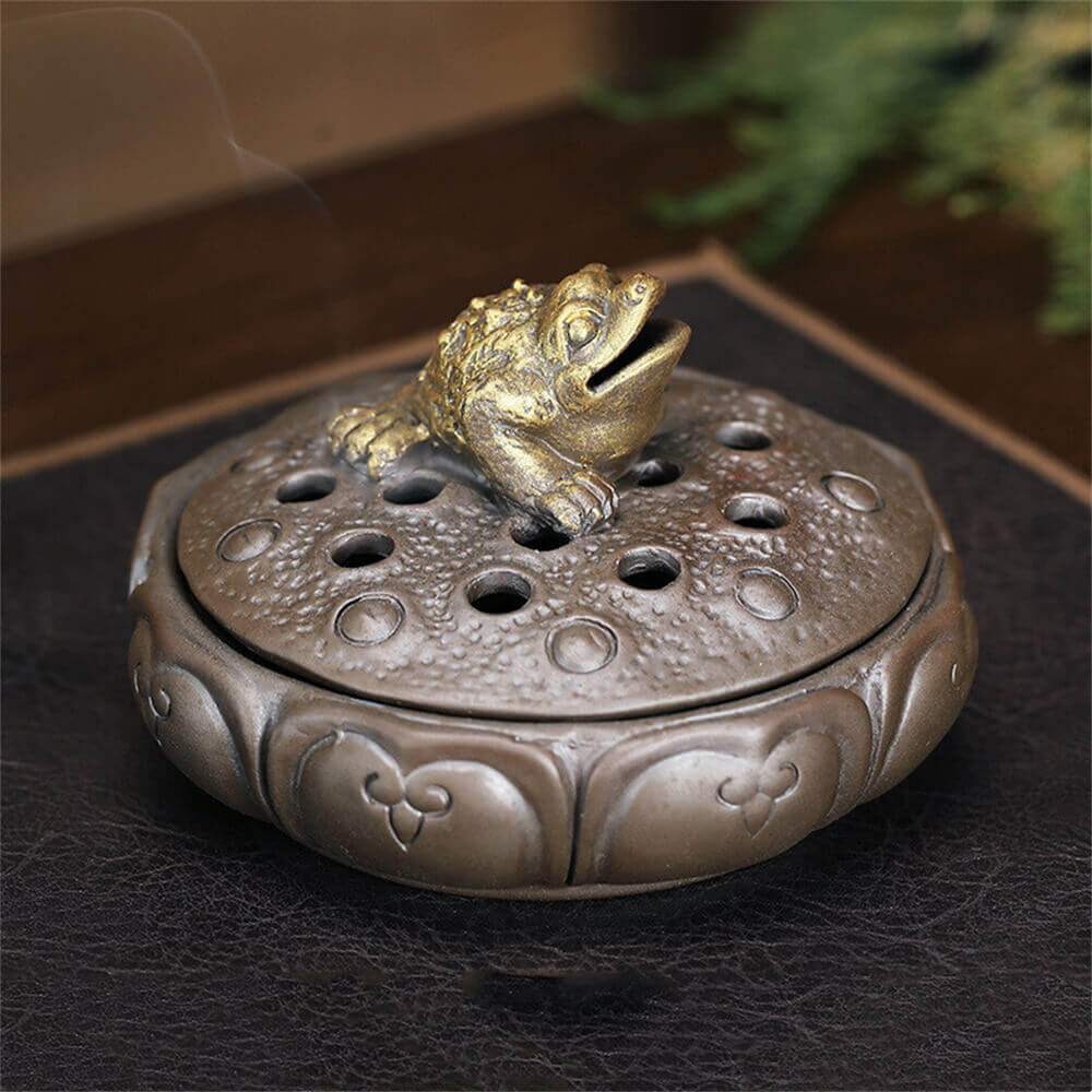 Golden Toad Incense Burner