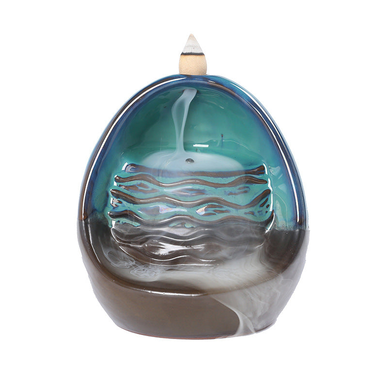 Running Water Gathers Wealth LED Lights Incense Burner