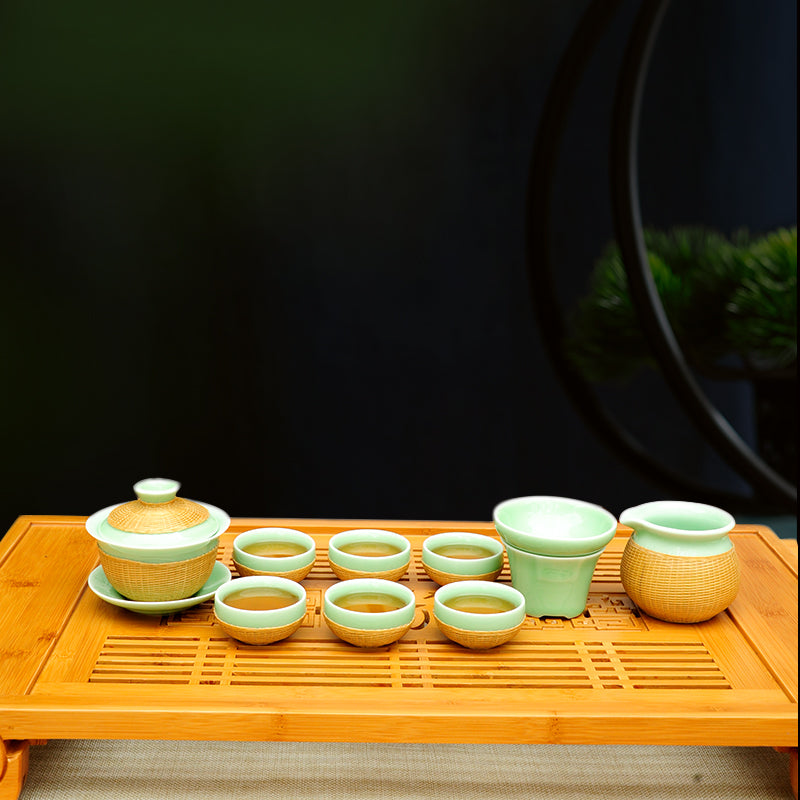 Bamboo Celadon Tea Set
