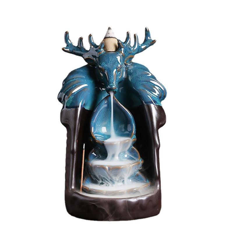 Ceramic Deer Head Backflow Incense Burner
