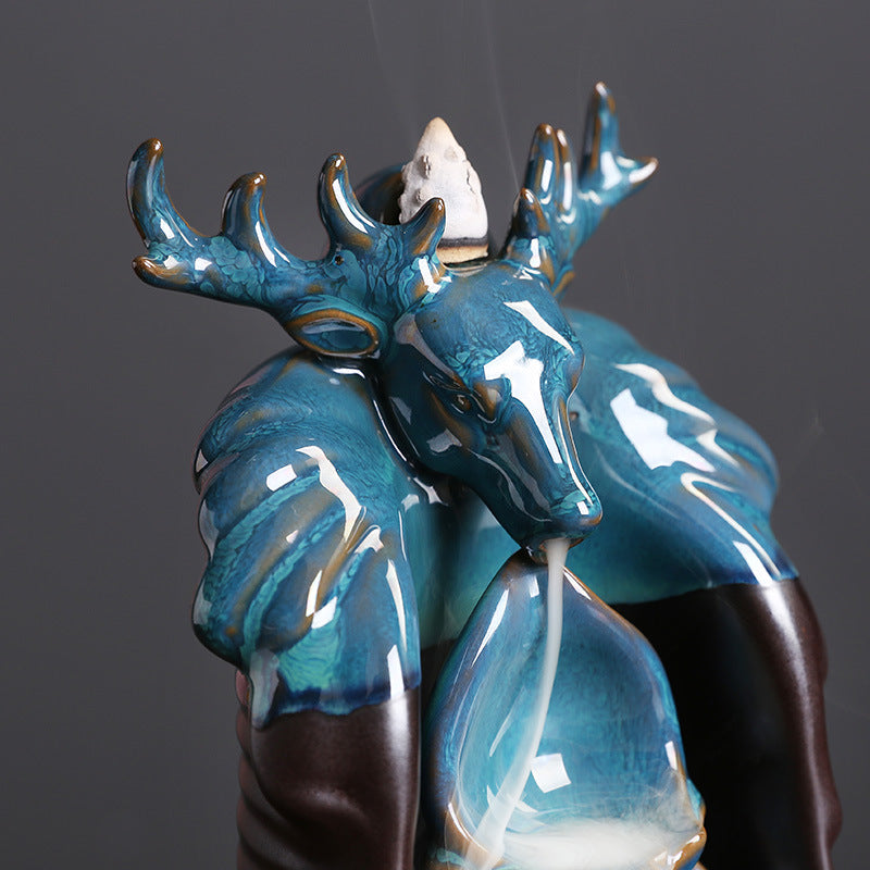 Ceramic Deer Head Backflow Incense Burner