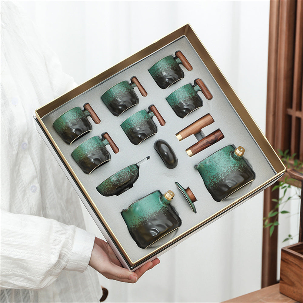 Ceramic Wooden Handle Kung Fu Tea Set