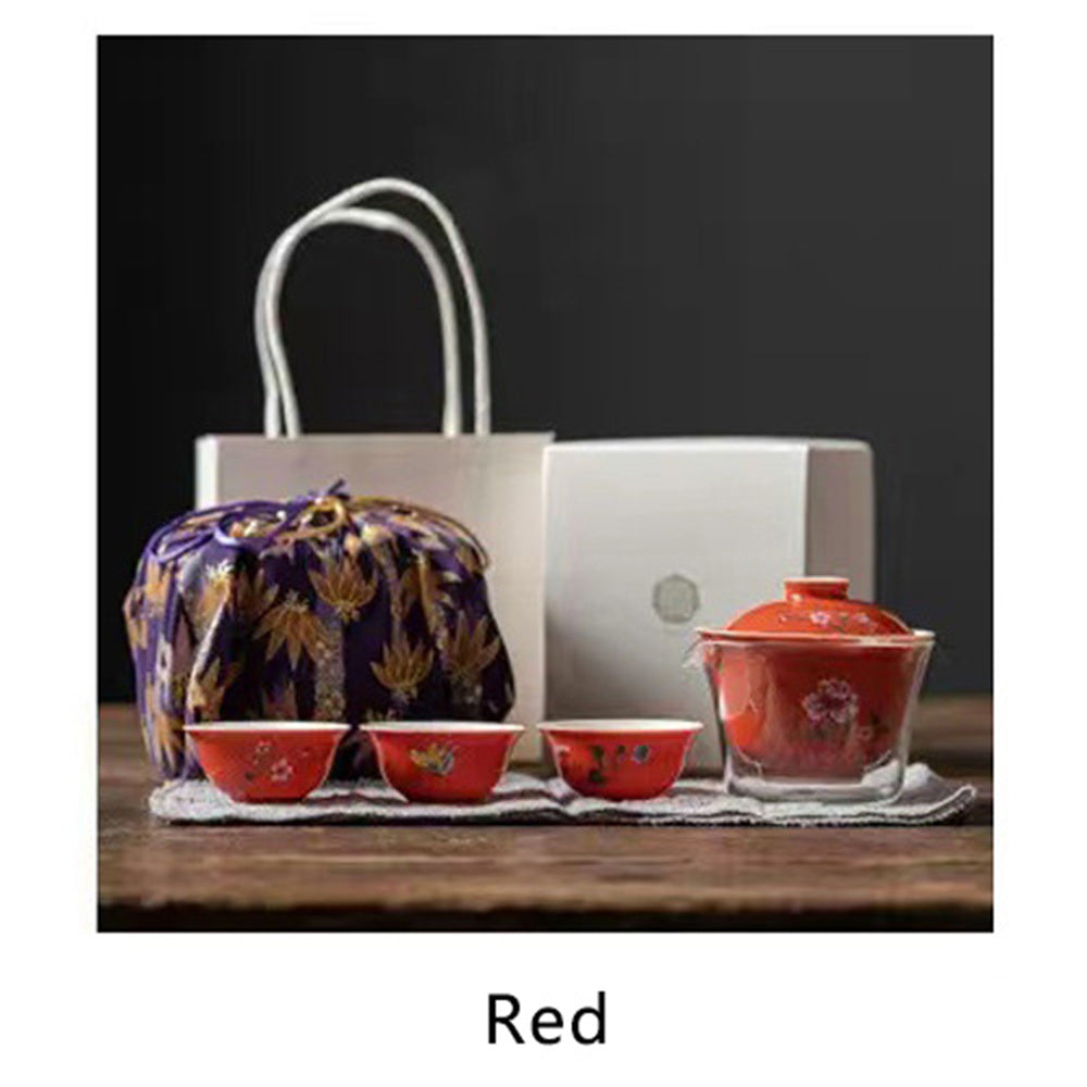 Butterfly Love Flower Travel Tea Set