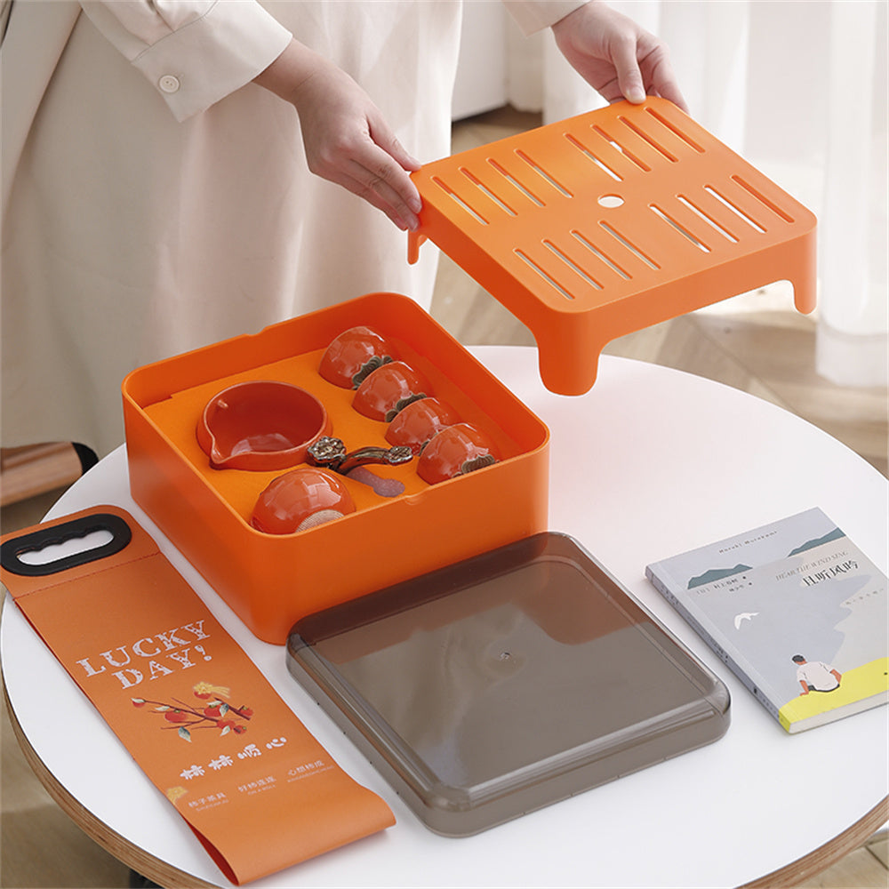 Cheerful Persimmon Travel Tea Set