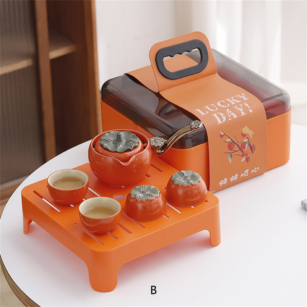 Cheerful Persimmon Travel Tea Set