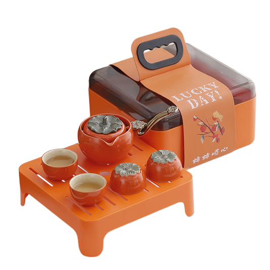 Cheerful Persimmon Travel Tea Set