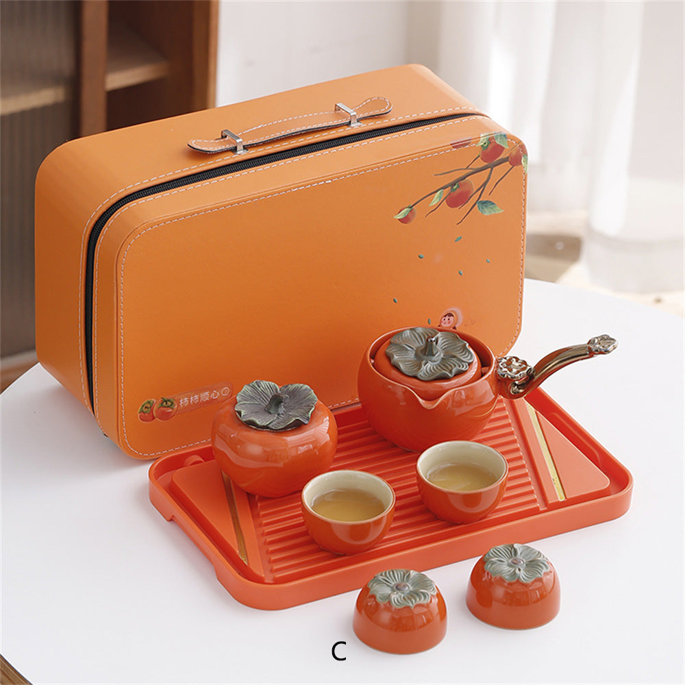 Cheerful Persimmon Travel Tea Set