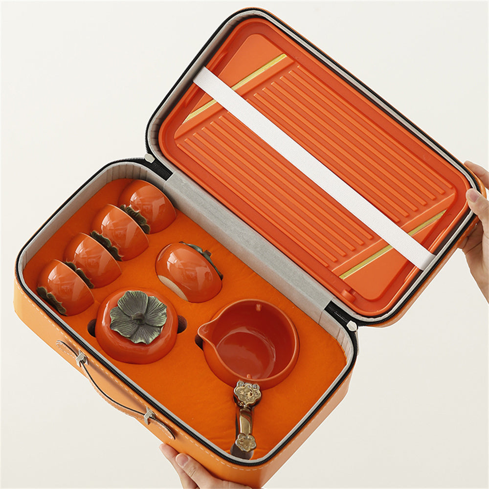 Cheerful Persimmon Travel Tea Set