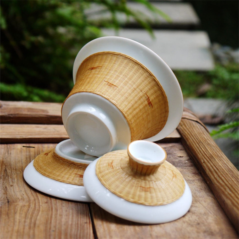 The swallow Pattern Bamboo Buckles Porcelain Gai Wan