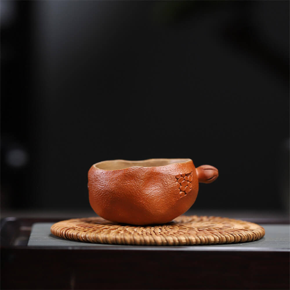 Purple sand tea cup in pomegranate shape