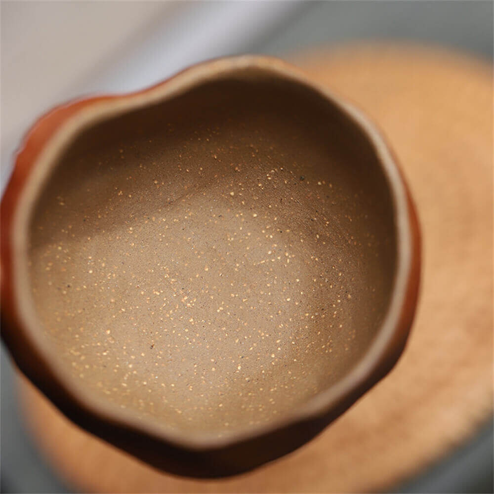 Purple sand tea cup in pomegranate shape