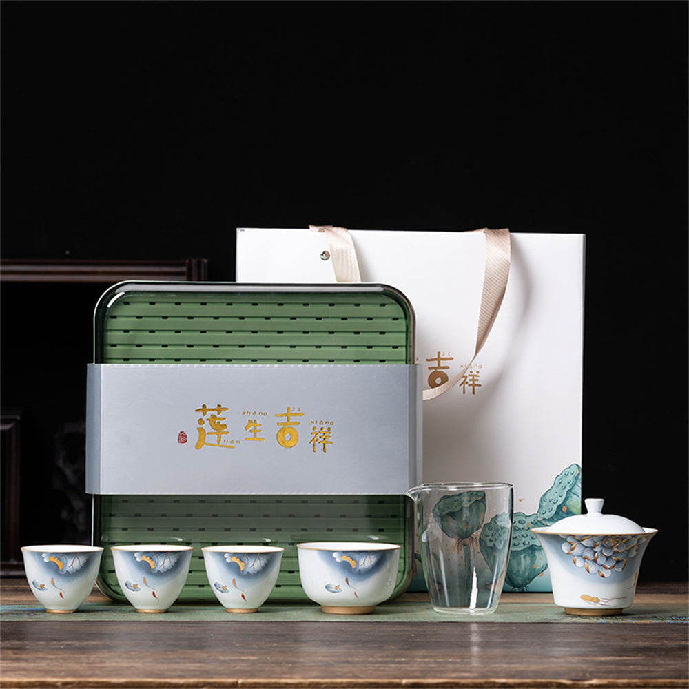 Lotus Flower Brings Good Luck Travel Tea Set