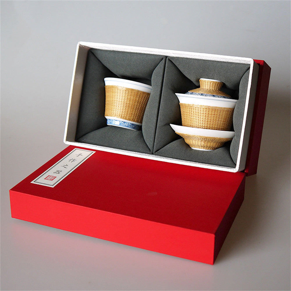 Bamboo Buckles Porcelain Small Gaiwan Set