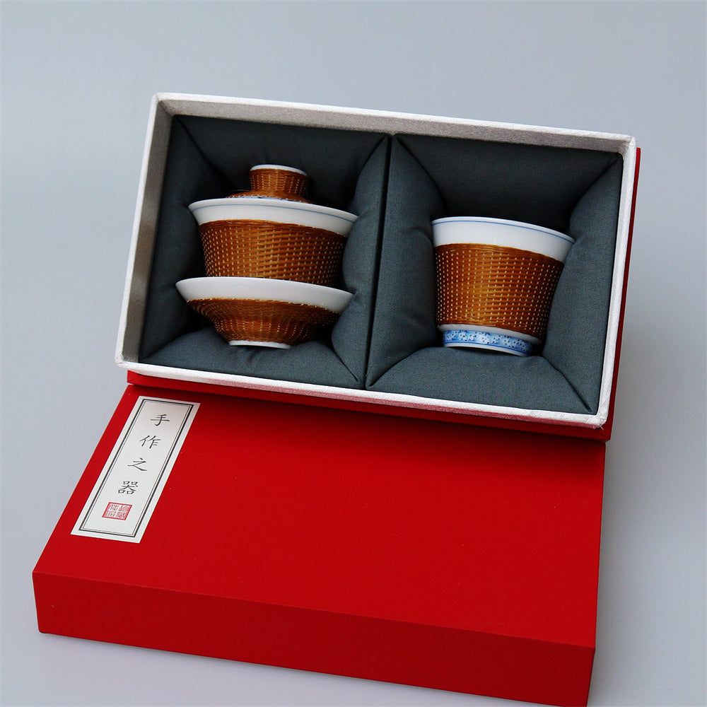 Bamboo Buckles Porcelain Small Gaiwan Set