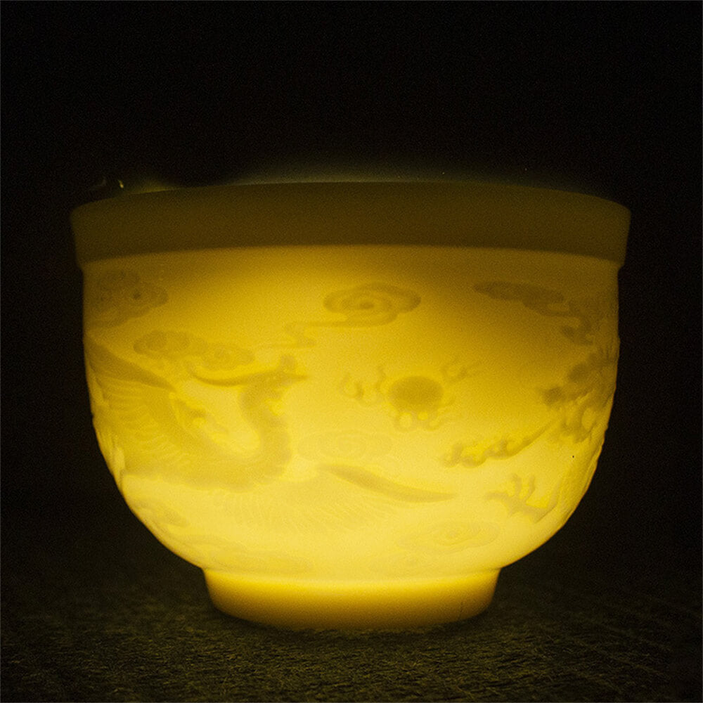 Celadon Cherry Blossom Color-changing Dragon and Phoenix Cup