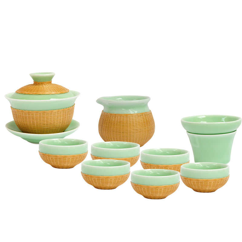 Bamboo Celadon Tea Set
