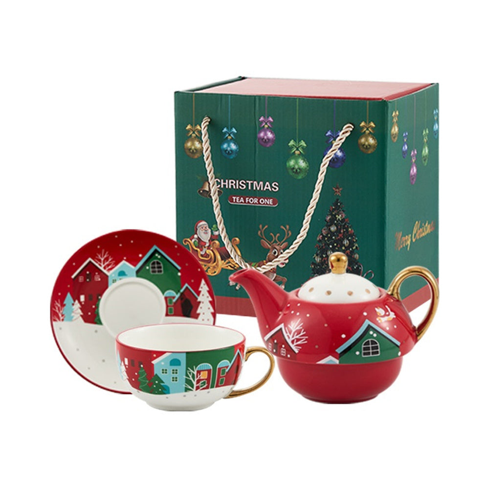 Christmas Cup Pot Overlapping Tea Set