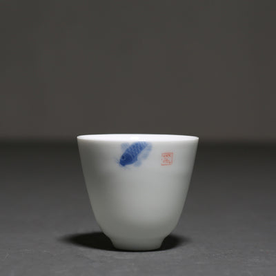 Hand-painted Carp White Porcelain Teacup