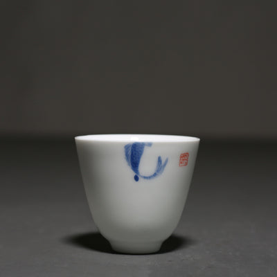Hand-painted Carp White Porcelain Teacup