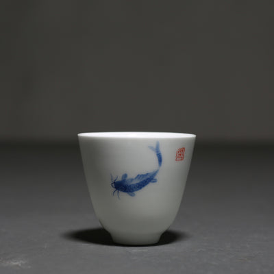Hand-painted Carp White Porcelain Teacup