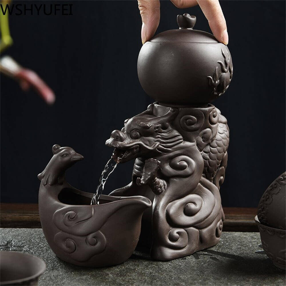 Longfeng paddle Purple sand Tea set