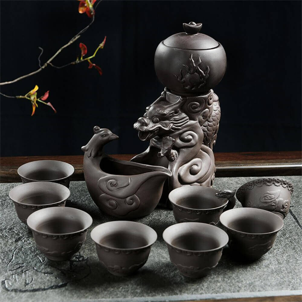 Longfeng paddle Purple sand Tea set