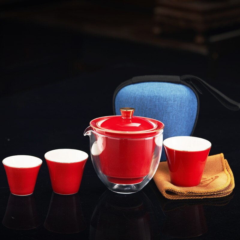 Hand Painted Landscape Tureen Travel Tea Set