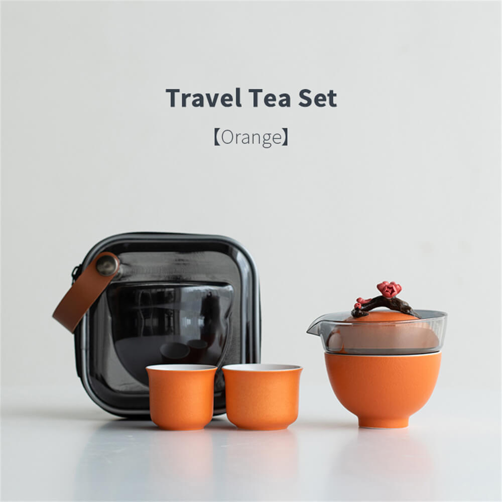 Plum Blossom Tureen One Pot Of Three Cups Portable Travel Tea Set