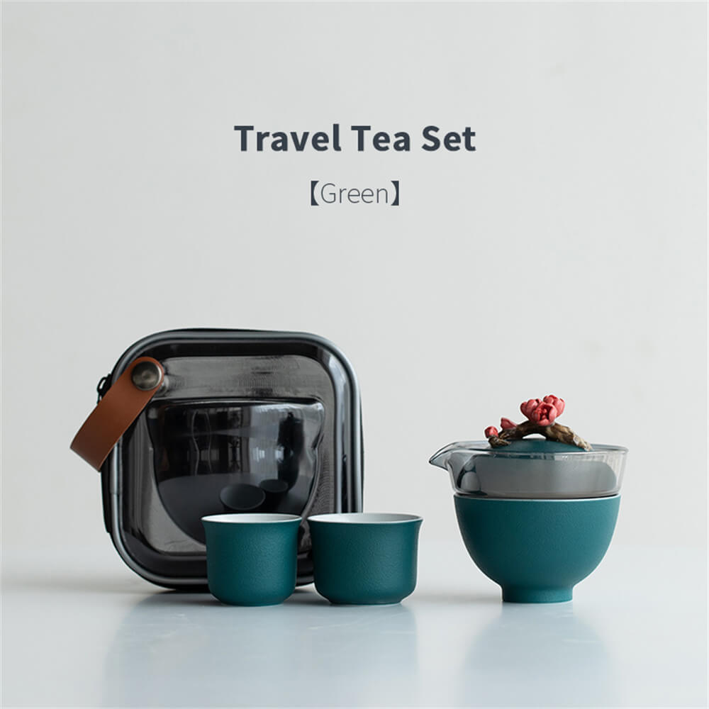 Plum Blossom Tureen One Pot Of Three Cups Portable Travel Tea Set