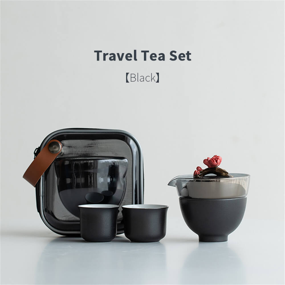 Plum Blossom Tureen One Pot Of Three Cups Portable Travel Tea Set