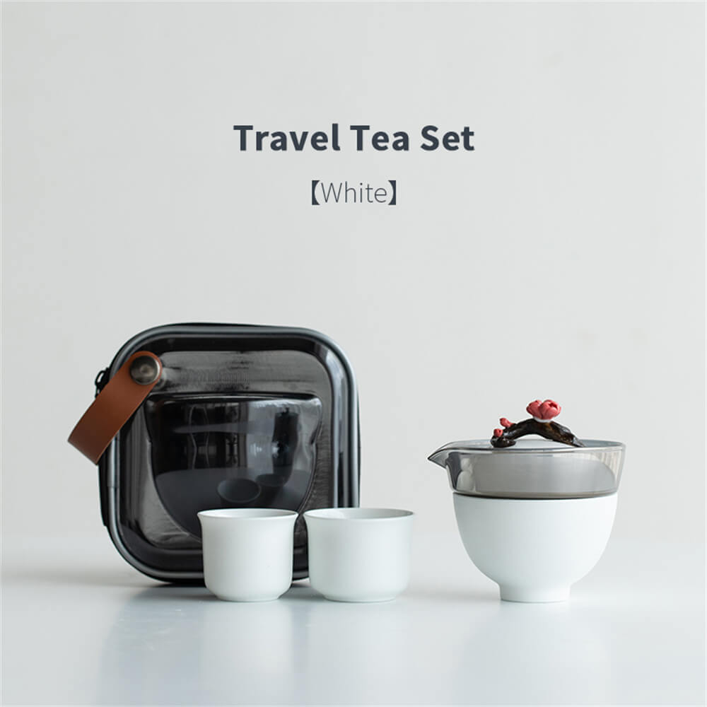 Plum Blossom Tureen One Pot Of Three Cups Portable Travel Tea Set