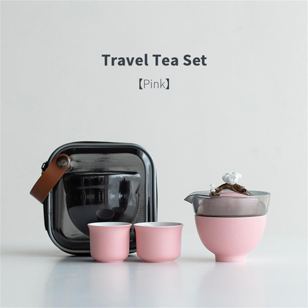 Plum Blossom Tureen One Pot Of Three Cups Portable Travel Tea Set