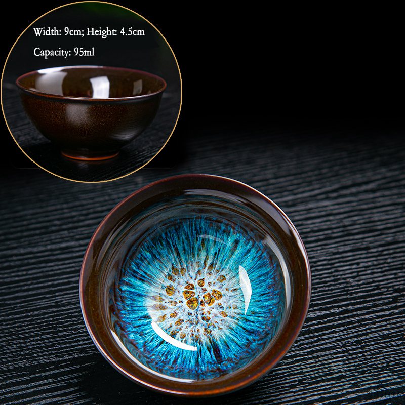 Ceramic Tea Cup Jun Kiln Change Brushed Color Sand Gold Glaze Chinese Teacup
