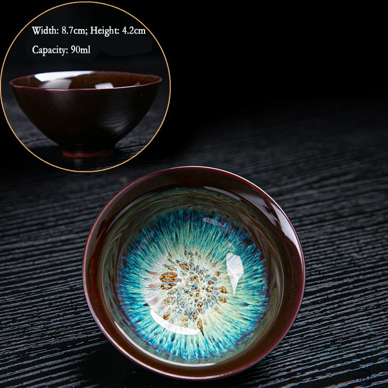 Ceramic Tea Cup Jun Kiln Change Brushed Color Sand Gold Glaze Chinese Teacup