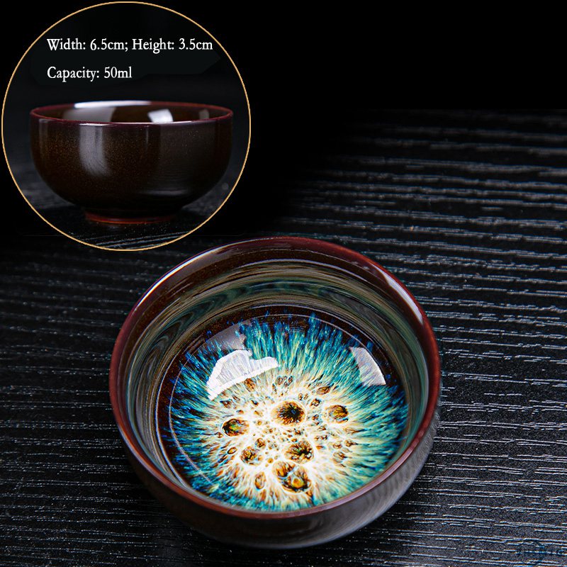 Ceramic Tea Cup Jun Kiln Change Brushed Color Sand Gold Glaze Chinese Teacup