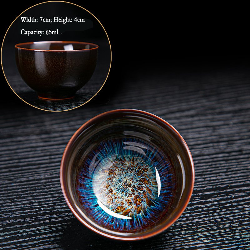 Ceramic Tea Cup Jun Kiln Change Brushed Color Sand Gold Glaze Chinese Teacup