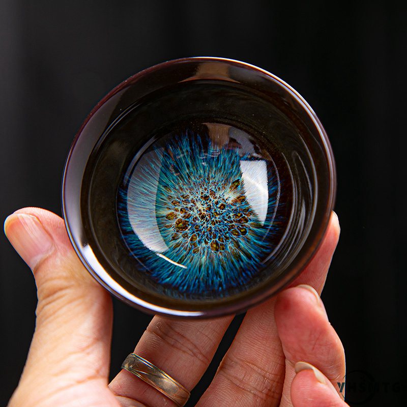 Ceramic Tea Cup Jun Kiln Change Brushed Color Sand Gold Glaze Chinese Teacup