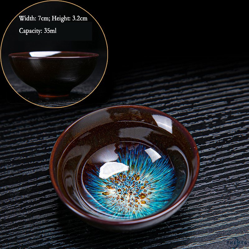 Ceramic Tea Cup Jun Kiln Change Brushed Color Sand Gold Glaze Chinese Teacup