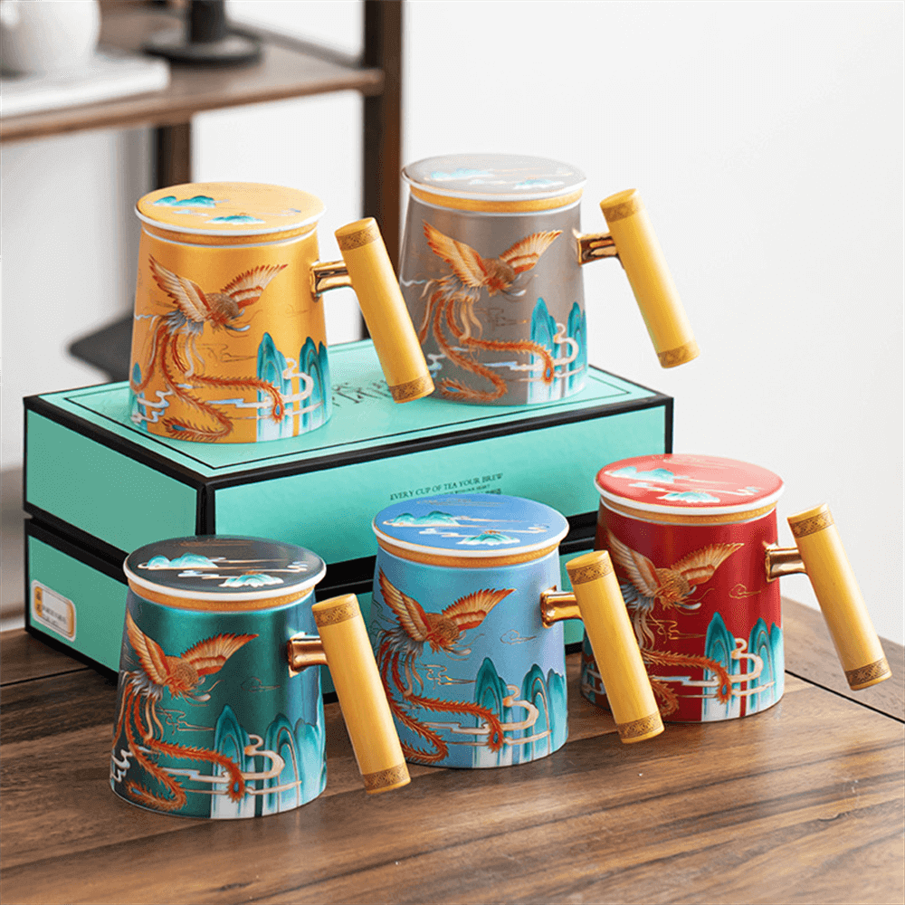 Phoenix Chaoyang Mug with Wooden Handle