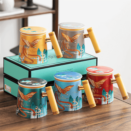 Phoenix Chaoyang Mug with Wooden Handle