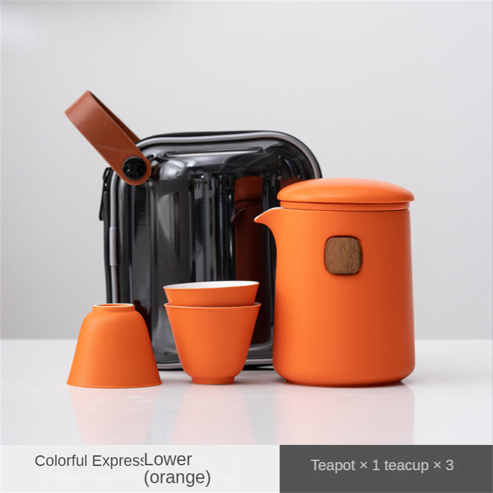 Simple dazzle color a pot of three cups travel set