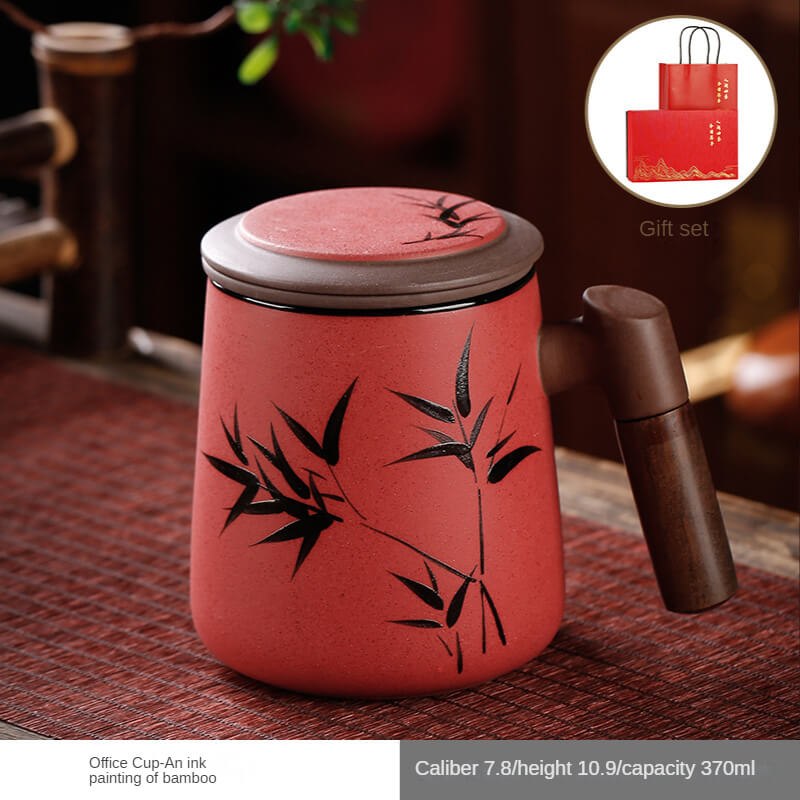 Yixing Purple Sand Hand Painted Design Office Cup Gift Box
