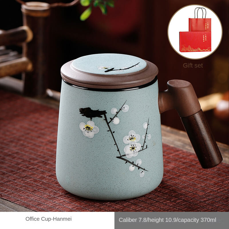 Yixing Purple Sand Hand Painted Design Office Cup Gift Box