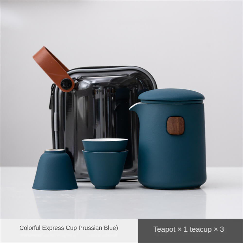 Simple dazzle color a pot of three cups travel set