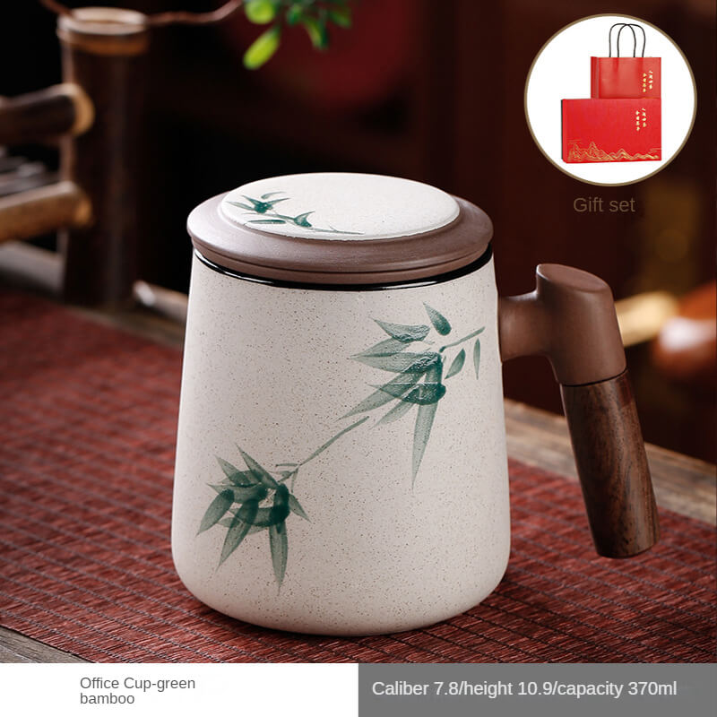 Yixing Purple Sand Hand Painted Design Office Cup Gift Box
