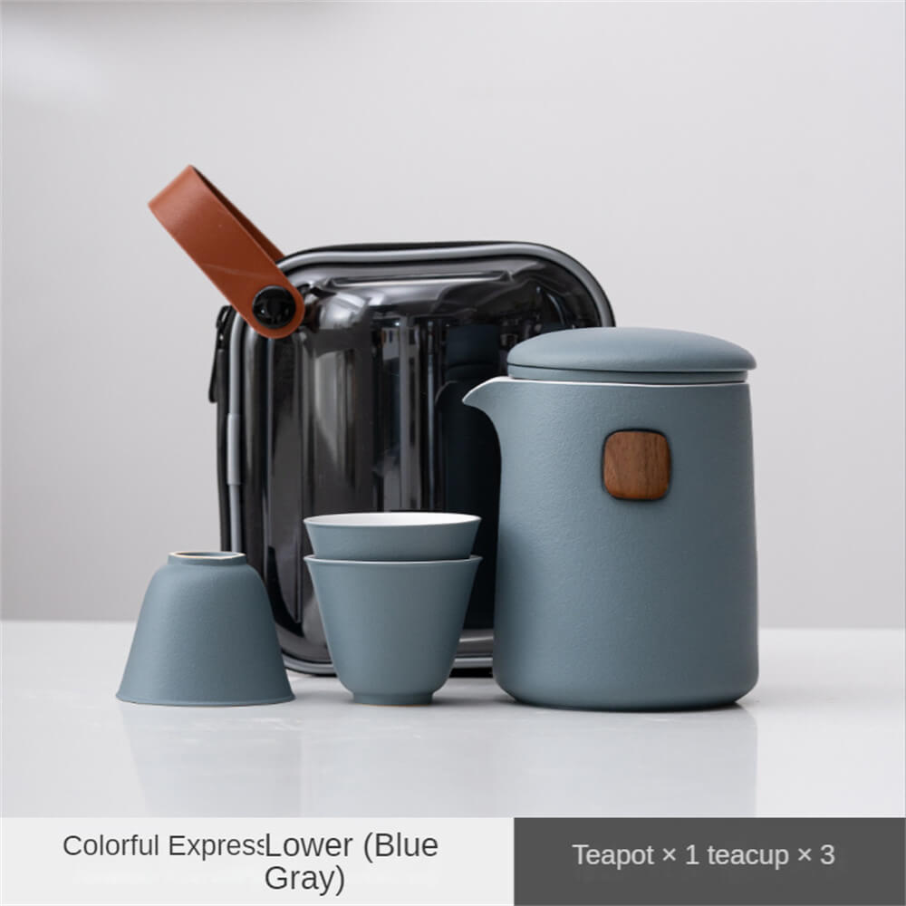 Simple dazzle color a pot of three cups travel set